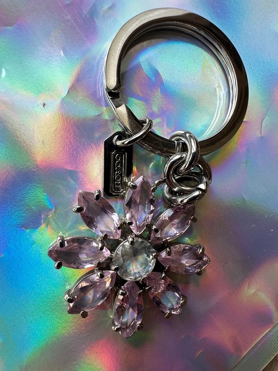 Coach Accessories - Coach Purple Crystal Flower Keychain with Silver Hardware
